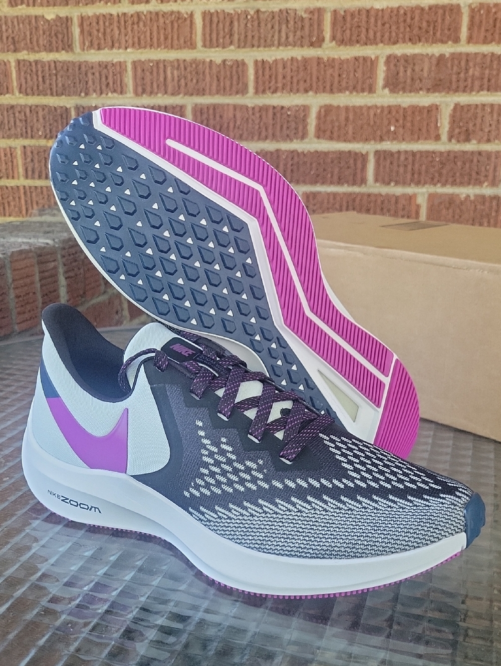 NIKE Air Zoom Winflo 6 'Black Vivid Purple' AQ8228-006, US W 10, New